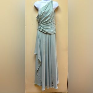 Sage Sexy One Shoulder Long Wedding Bridesmaid Dresses